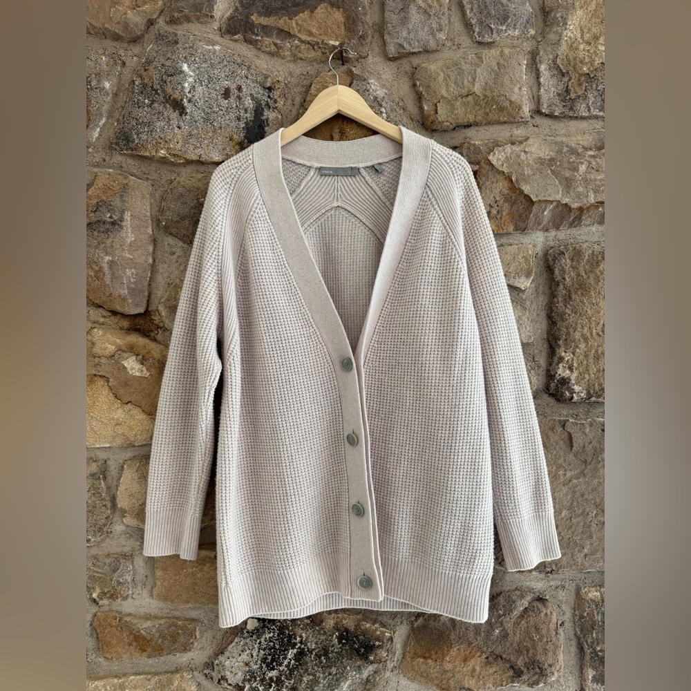 VINCE weekender cardigan in oat, cashmere/wool blend medium